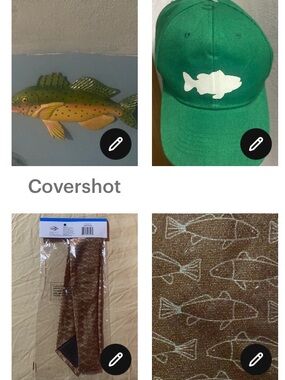 Retro Wall Trout & bonus mans fish tie NIP brown/gold 🐟+💚🧢🐠